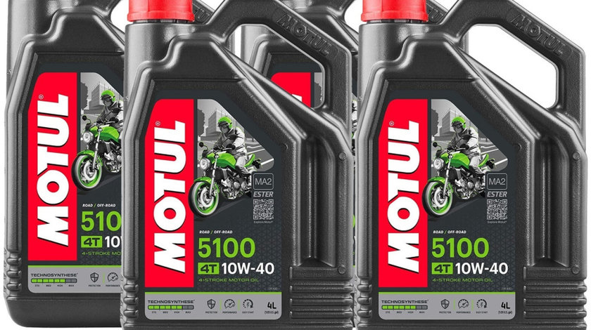 Set 4 Buc Ulei Motor Motul 4T 5100 10W-40 Ester MA2 4L 104068