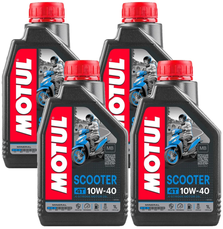Set 4 Buc Ulei Motor Motul 4T Scooter 10W-40 MB 1L 105937