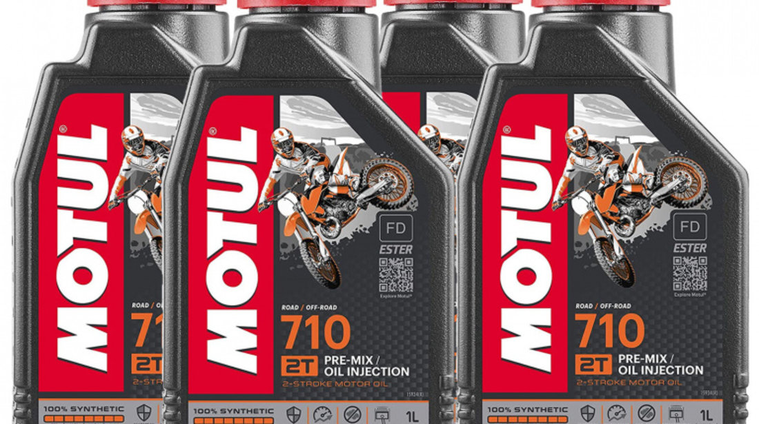 Set 4 Buc Ulei Motor Motul 710 2T 100% Synthetic Ester FD 1L 104034