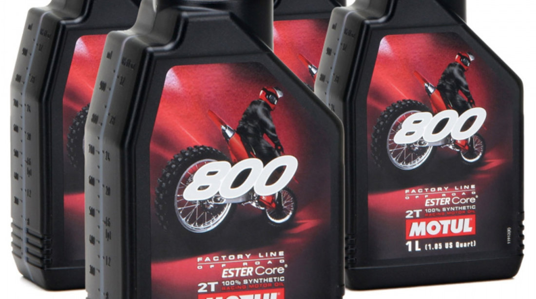 Set 4 Buc Ulei motor Motul 800 2T Factory Line Off Road Ester Core 1L 104038