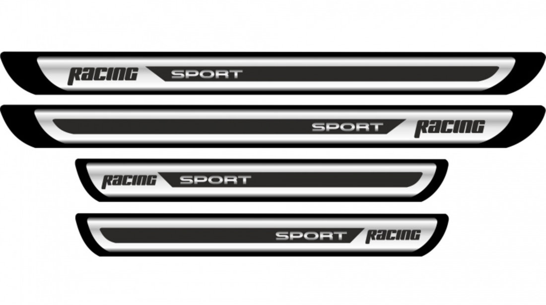 Set 4 bucati Protectii Praguri din autocolant Crom - Racing Sport AVX-PRRS1