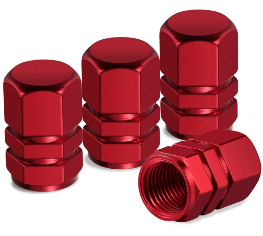Set 4 Capacele Pentru Ventil Auto Din Aluminiu, Rosu RAZ288