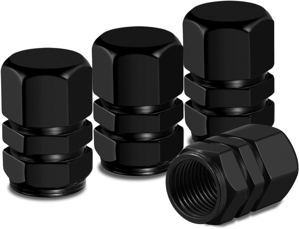Set 4 Capacele Pentru Ventil Auto Din Aluminiu, Negru RAZ289