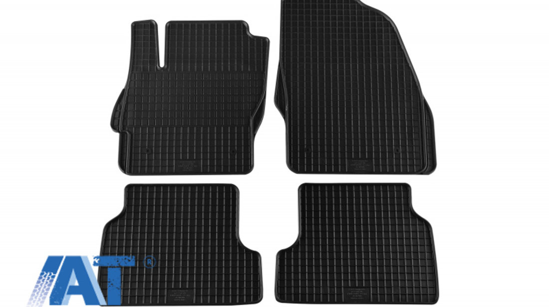 Set 4 Covorase Auto din cauciuc PETEX Negru compatibil cu Ford Focus II Berlina/Combi/Hatchback (11.2004-02.2011)