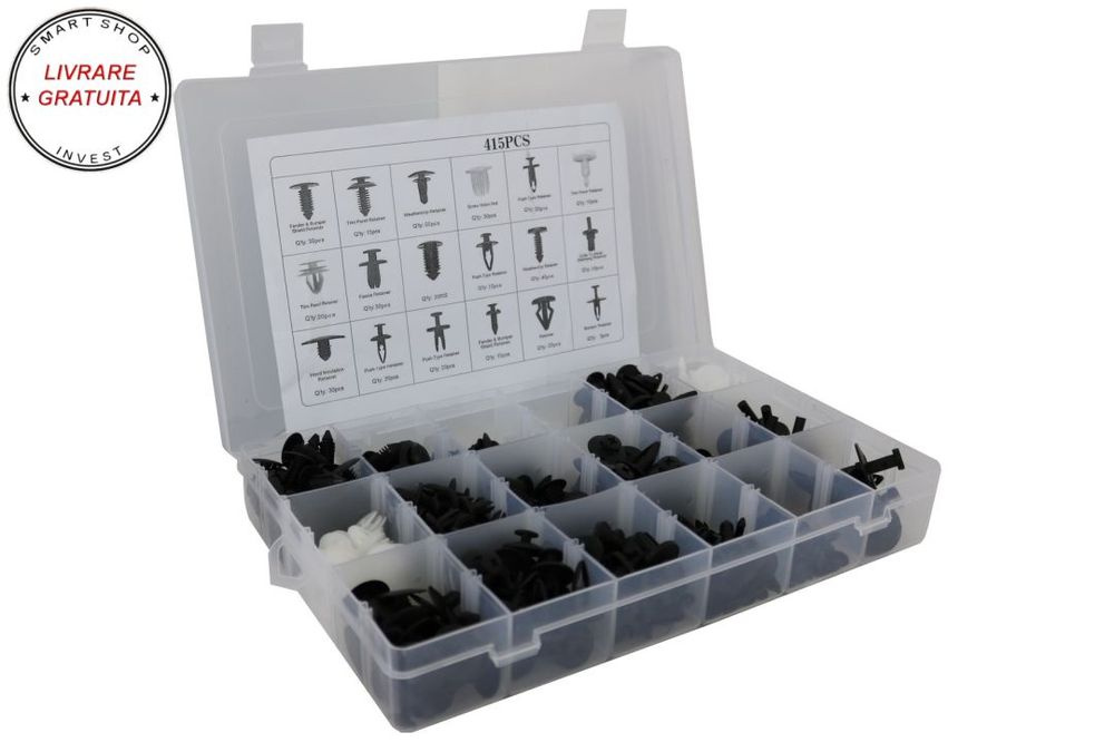 Set 415 Piese Cleme de Fixare Protectie Clipsuri Auto