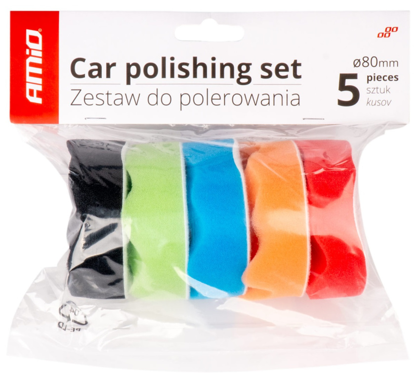 Set 5 Buc Bureti Polish Si Lustruire Cu Velcro 80 mm Amio 03707