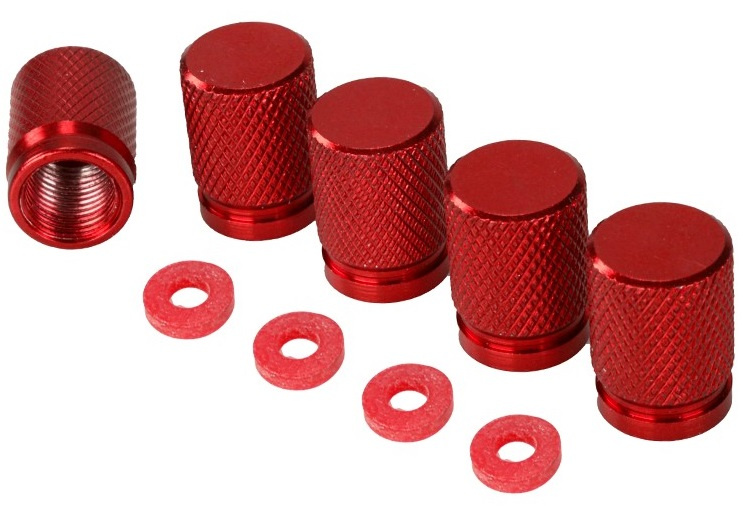 Set 5 Buc Capacele Ventil Aluminiu Carmotion Rosu 63477RD