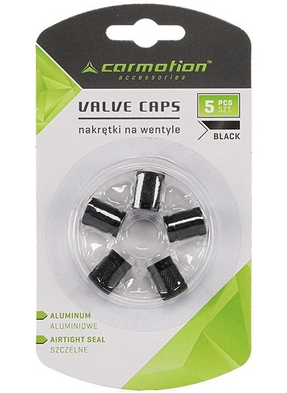 Set 5 Buc Capacele Ventil Aluminiu Carmotion Negru 63477BK