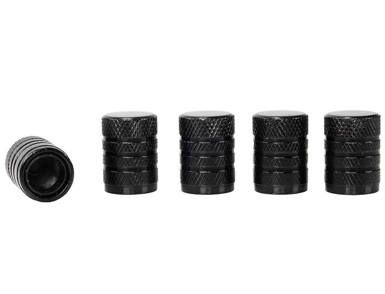 Set 5 Buc Capacele Ventil Aluminiu Cu Filet Interior Plastic Carmotion Negru 63478BK