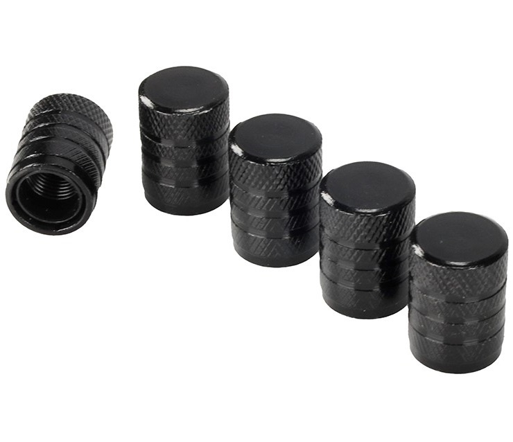 Set 5 Buc Capacele Ventil Aluminiu Cu Filet Interior Plastic Carmotion Negru 63478BK