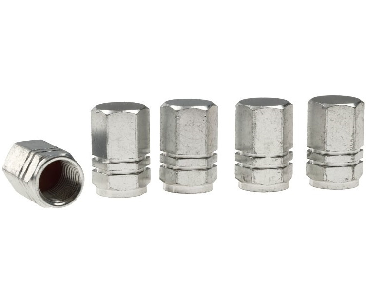 Set 5 Buc Capacele Ventil Aluminiu Hexagonale Carmotion Argintiu 63476SI