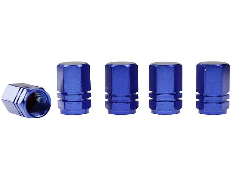 Set 5 Buc Capacele Ventil Aluminiu Hexagonale Carmotion Albastru 63476BL