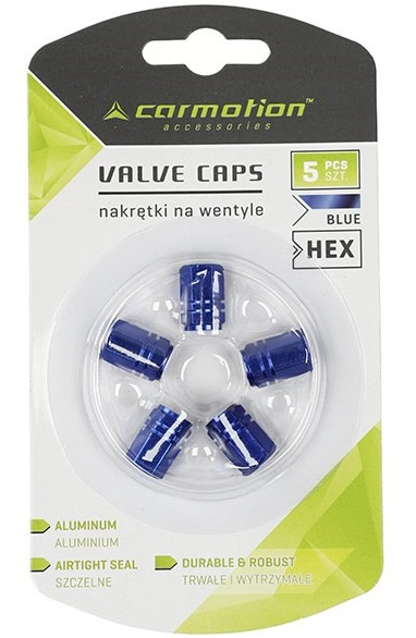 Set 5 Buc Capacele Ventil Aluminiu Hexagonale Carmotion Albastru 63476BL