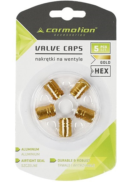 Set 5 Buc Capacele Ventil Aluminiu Hexagonale Carmotion Gold 63476GD