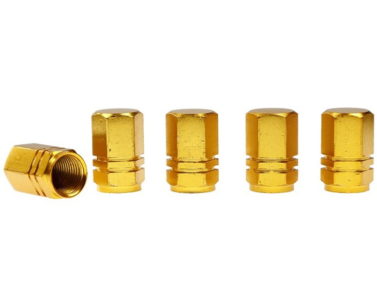 Set 5 Buc Capacele Ventil Aluminiu Hexagonale Carmotion Gold 63476GD