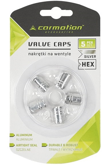 Set 5 Buc Capacele Ventil Aluminiu Hexagonale Carmotion Argintiu 63476SI
