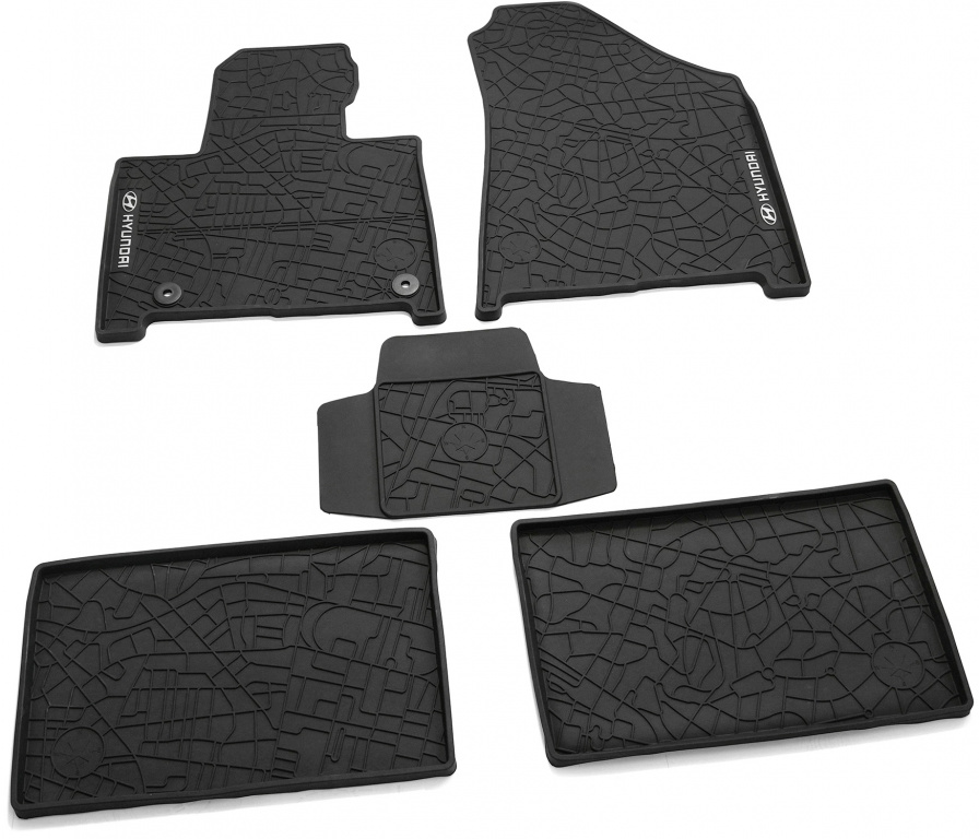 Set 5 Buc Covorase Auto Cauciuc Fata + Spate Oe Hyundai Santa Fe MX5 2024→ Negru P7131ADE00