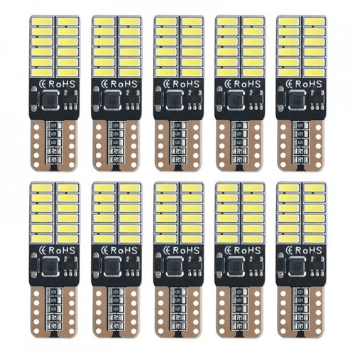 Set 5 Buc Set 2 Buc Led T10 12V 24 SMD 3014 Canbus Alb 6000K LED 067-A
