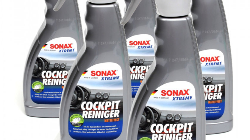 Set 5 Buc Sonax Xtreme Cockpit Cleaner Matt Finish Solutie Curatat Bord Efect Mat 500ML 283241