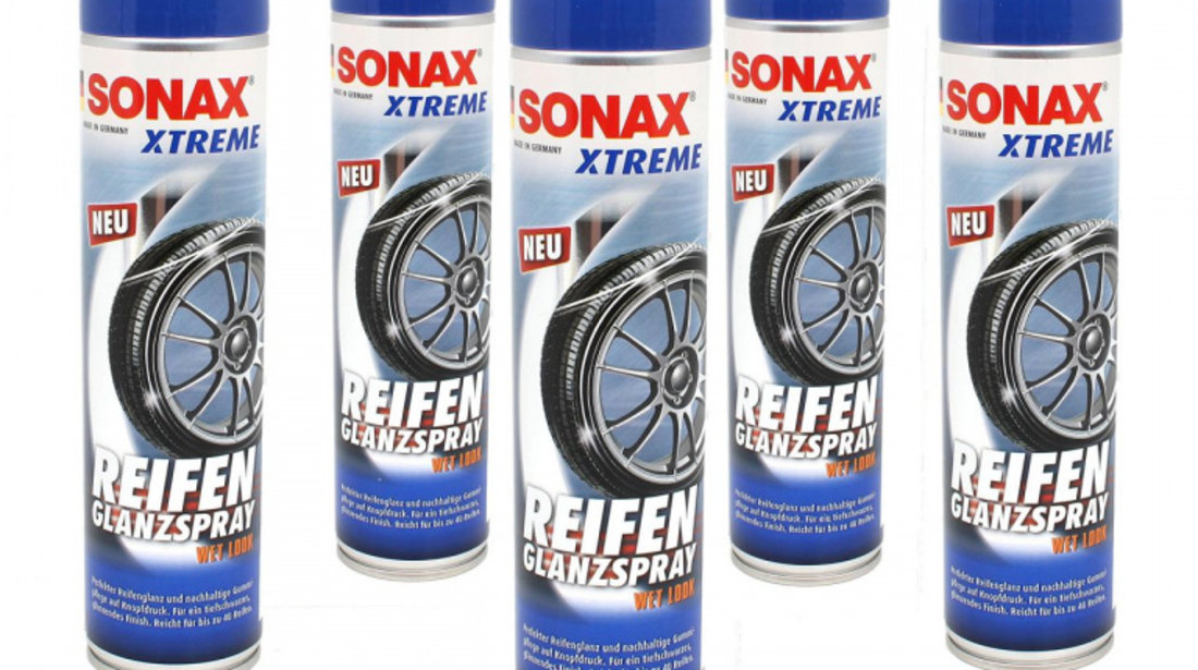 Set 5 Buc Sonax Xtreme Solutie Spray Pentru Curatarea Si Intretinerea Pneurilor 400ML 235300