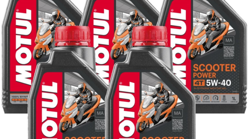 Set 5 Buc Ulei Motor Motul 4T Scooter Power 5W-40 1L 105958