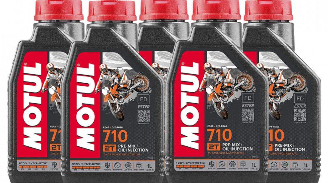 Set 5 Buc Ulei Motor Motul 710 2T 100% Synthetic Ester FD 1L 104034