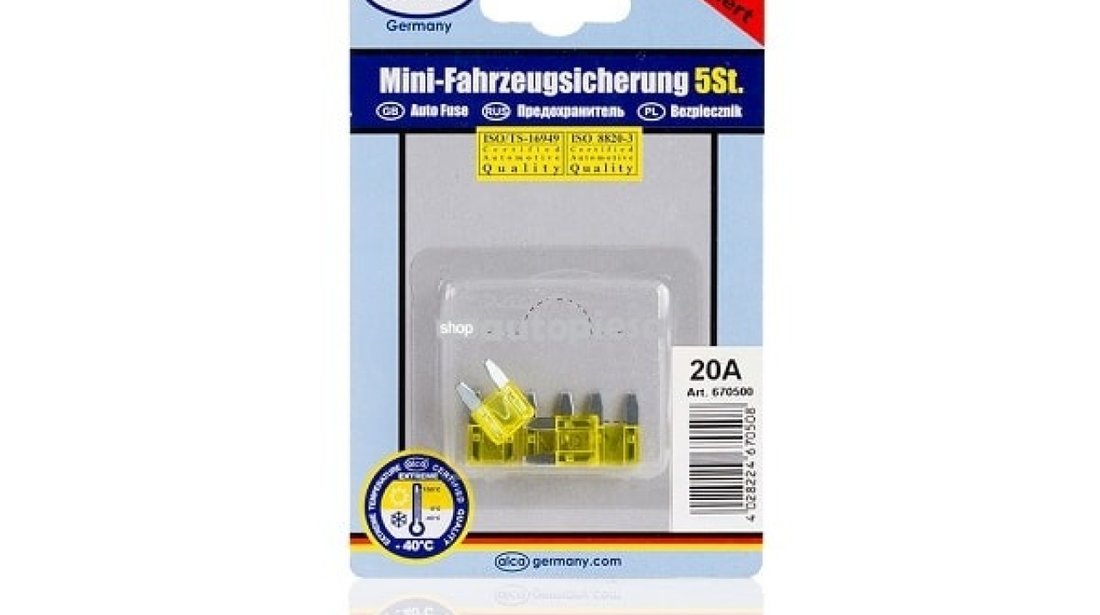 Set 5 sigurante fuzibile mini 20A ALCA 08320 piesa NOUA