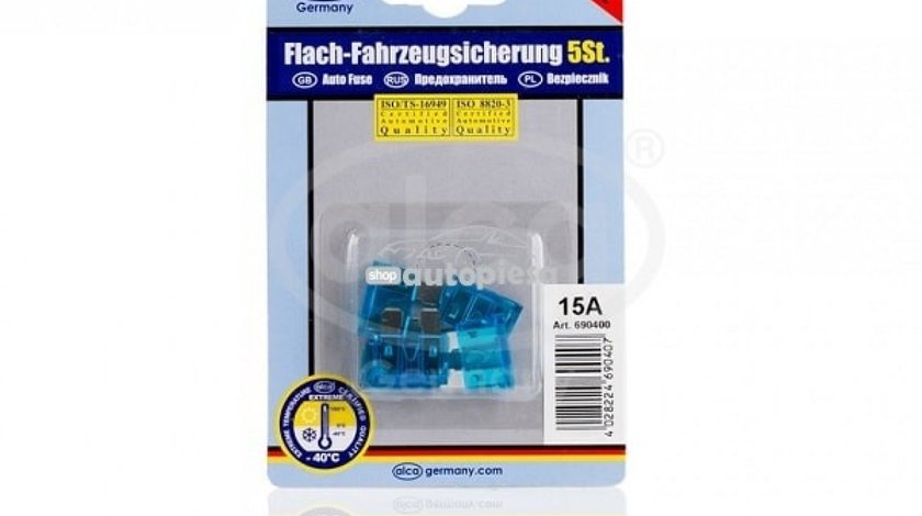 Set 5 sigurante fuzibile standard 15A ALCA 08346 produs NOU