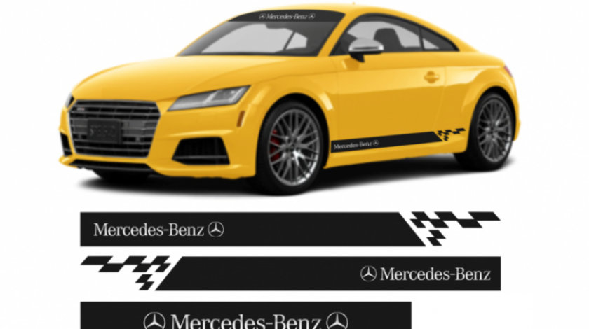 Set 5 stickere Mercedes aplicare pe capota – luneta – laterale Modern Tuning