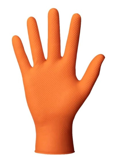 Set 50 Buc Manusi Din Nitril Culoare Orange Structura Diamantata XL Ideall Grip RP30011005