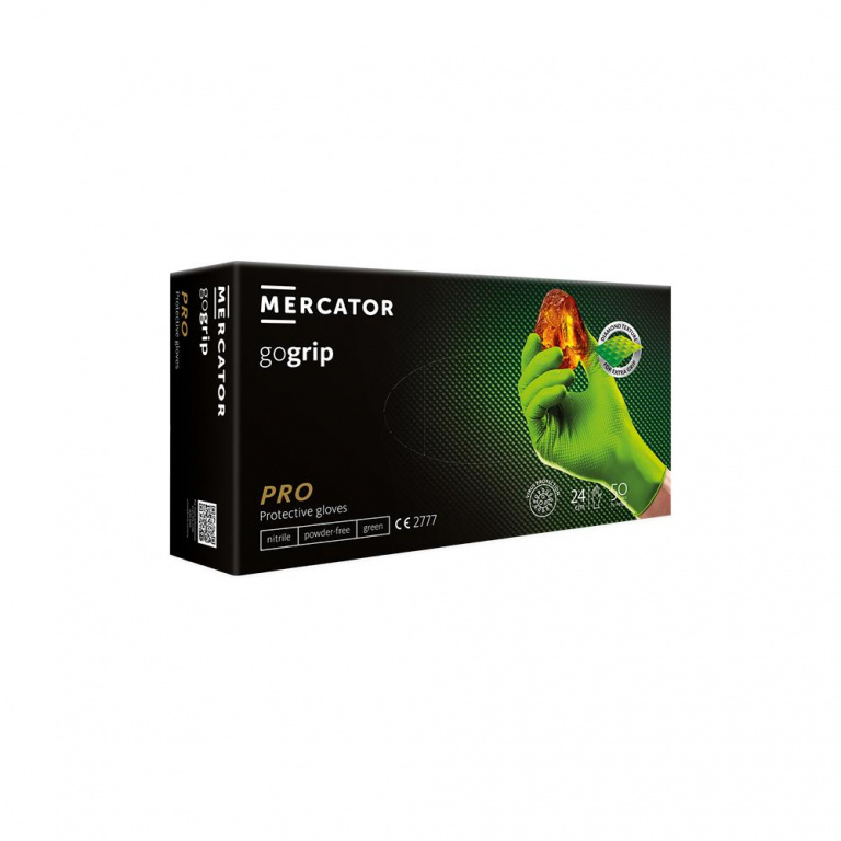 Set 50 Buc Manusi Nitril Ideall Grip+ Structura Diamantata Marimea L Verde RP30062004