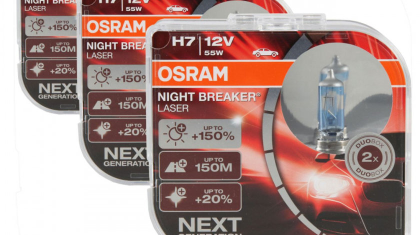 Set 6 Buc Bec Osram H7 12V 55W Night Breaker Laser Next Gen +150% Up To 150M 64210NL-HCB