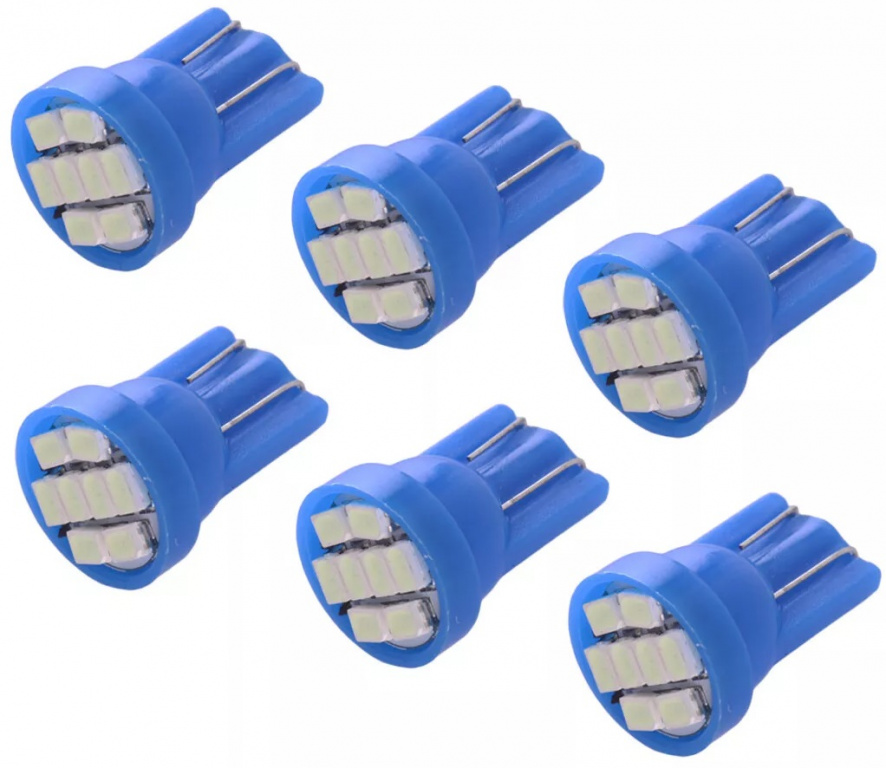 Set 6 Buc Led T10 8 SMD Albastru