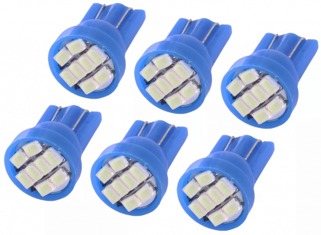 Set 6 Buc Led T10 8 SMD Albastru