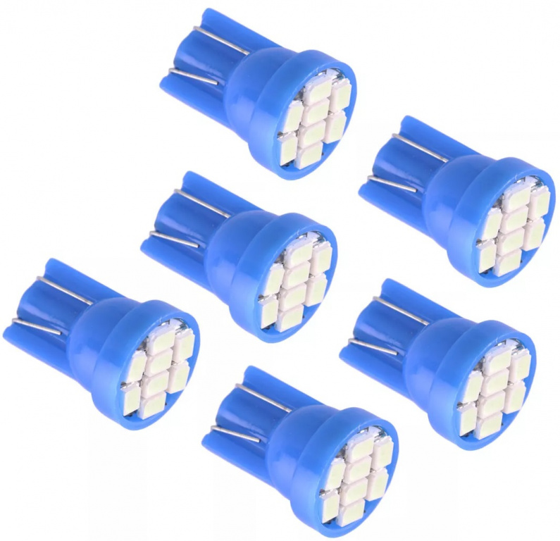 Set 6 Buc Led T10 8 SMD Albastru