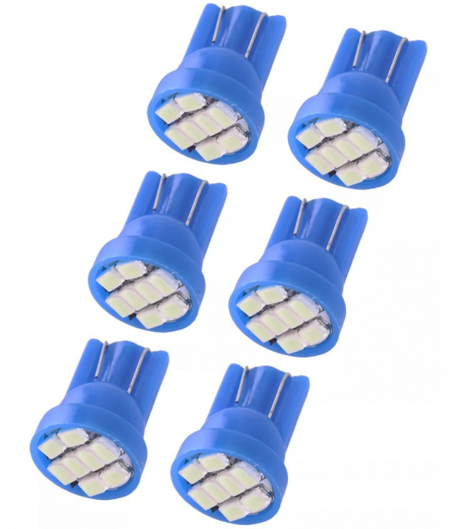 Set 6 Buc Led T10 8 SMD Albastru