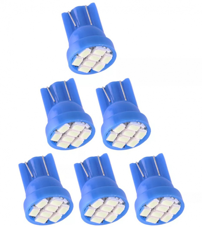 Set 6 Buc Led T10 8 SMD Albastru