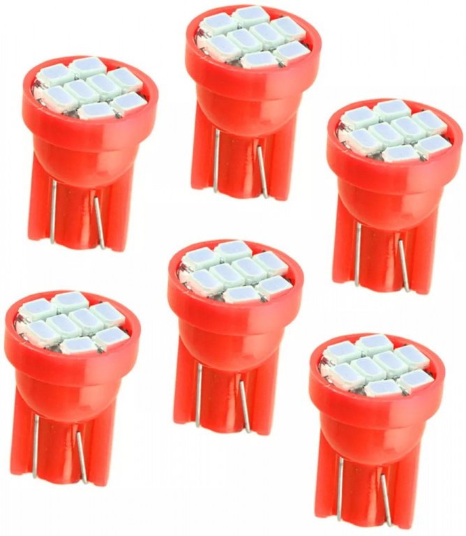 Set 6 Buc Led T10 8 SMD Rosu