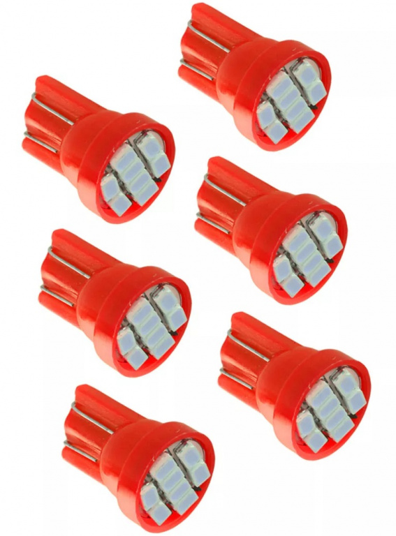Set 6 Buc Led T10 8 SMD Rosu