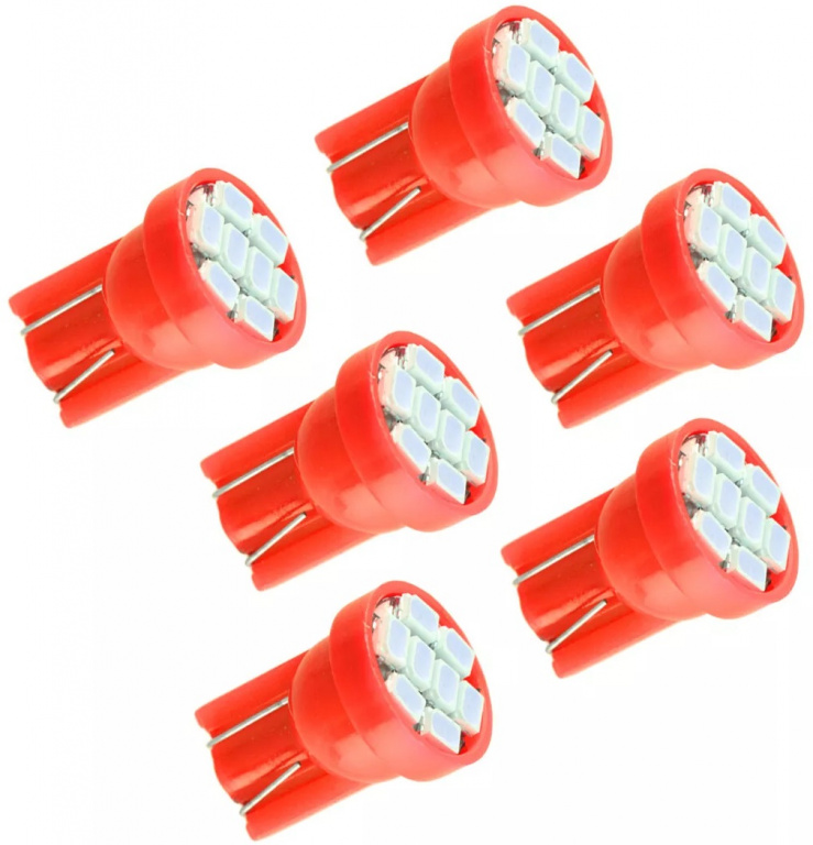 Set 6 Buc Led T10 8 SMD Rosu