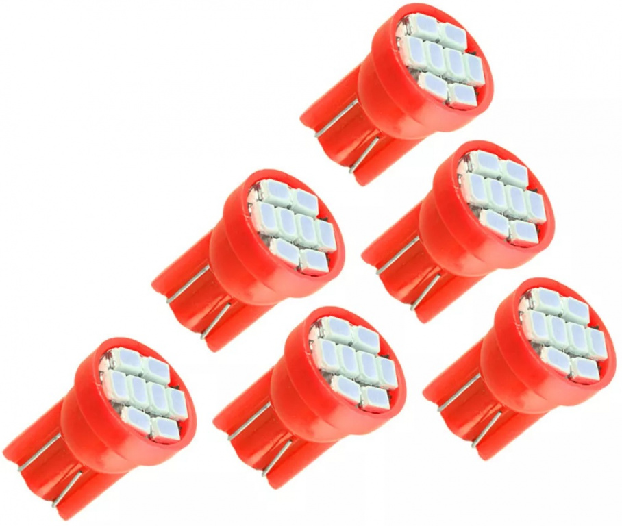 Set 6 Buc Led T10 8 SMD Rosu