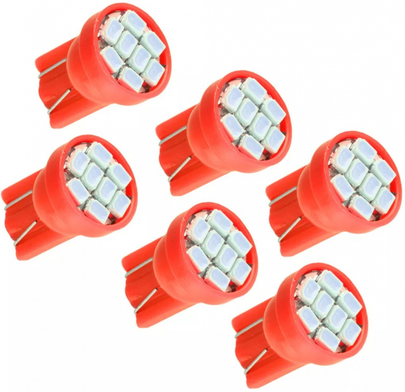 Set 6 Buc Led T10 8 SMD Rosu
