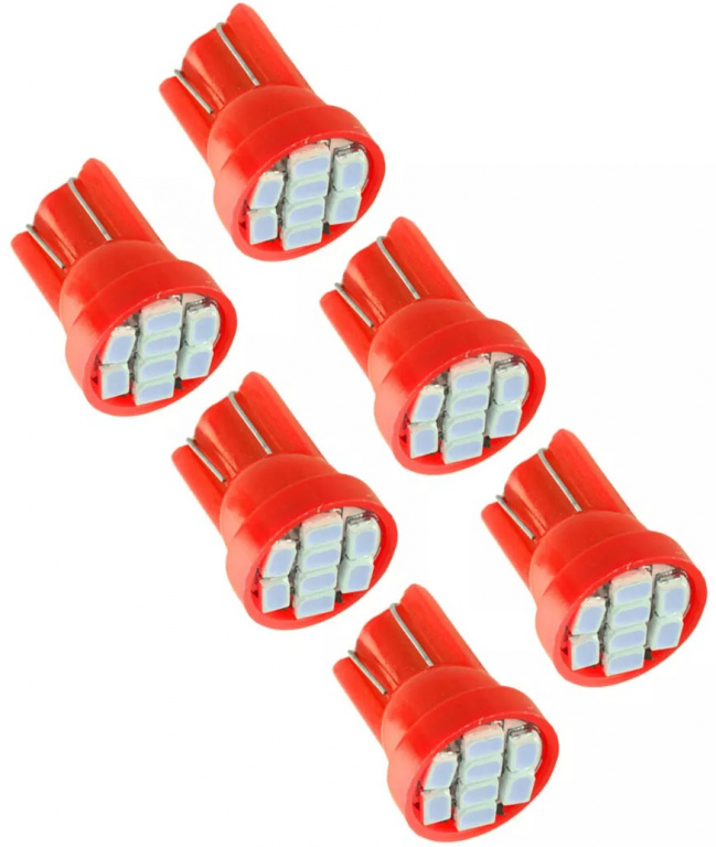Set 6 Buc Led T10 8 SMD Rosu