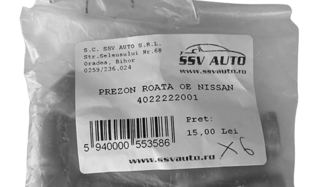 Set 6 Buc Prezon Roata Oe Nissan 40222-22001