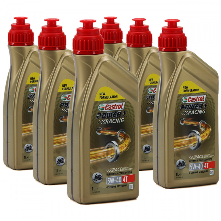 Set 6 Buc Ulei Motor Castrol Power 1 Racing 5W-40 4T 1L 14EAFF