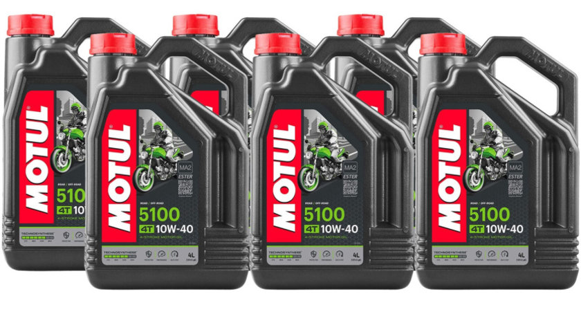 Set 6 Buc Ulei Motor Motul 4T 5100 10W-40 Ester MA2 4L 104068