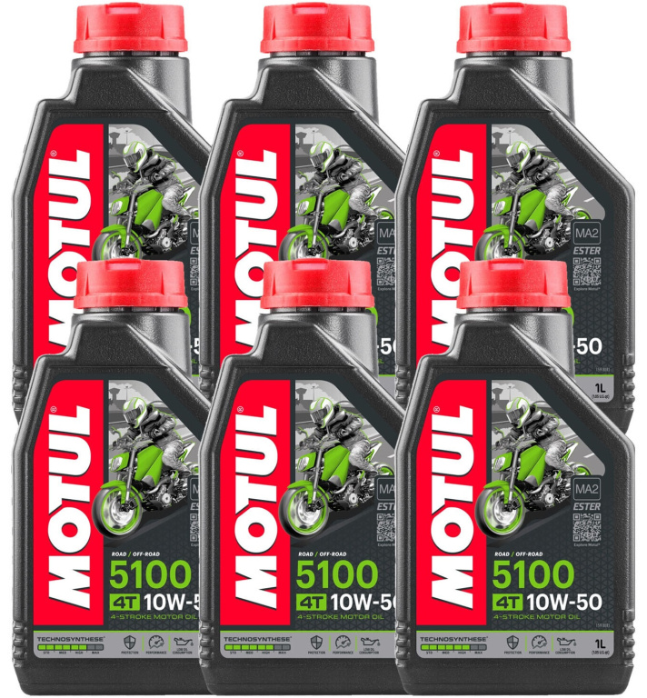 Set 6 Buc Ulei Motor Motul 5100 4T 10W-50 MA2 1L 104074
