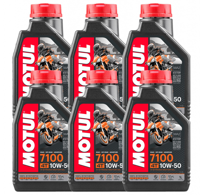 Set 6 Buc Ulei Motor Motul 7100 4T 100% Syntetic 10W-50 1L 104097