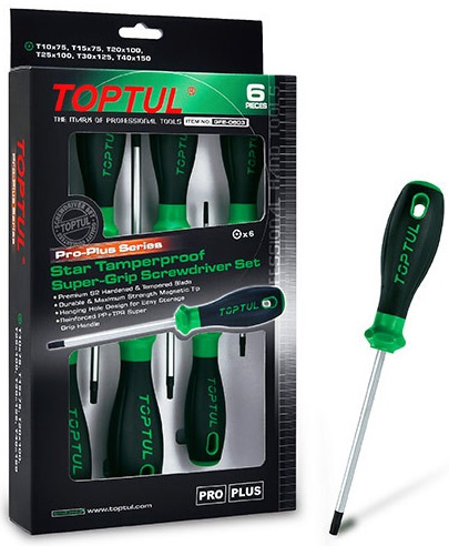 Set 6 Piese Surubelnite Tip Torx Cu Gaura Asortate Seria Pro Toptul GFE0603