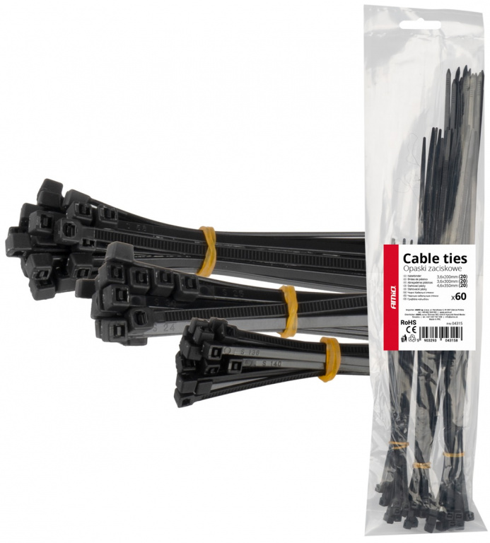 Set 60 Buc Coliere Fasete Plastic Lungi Negru Amio 04315